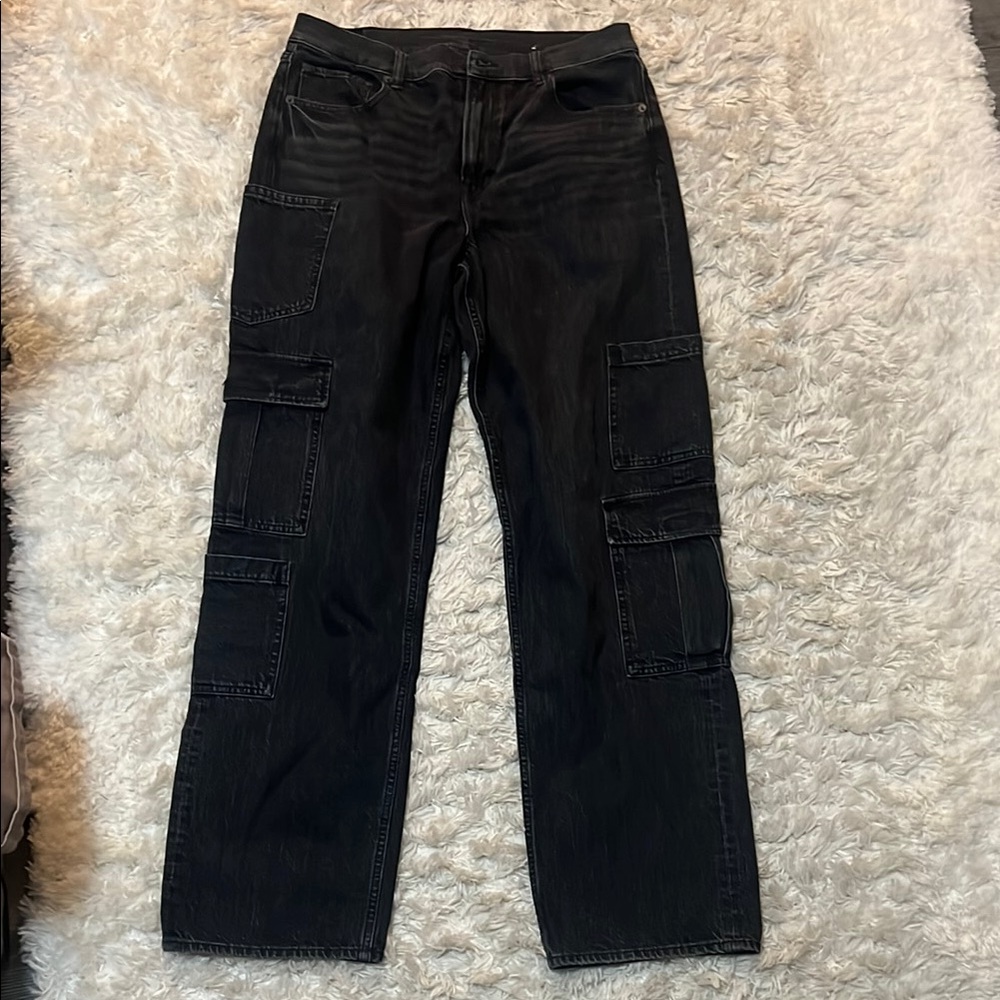 American Eagle Outfitters Black Flare Cargo Jeans